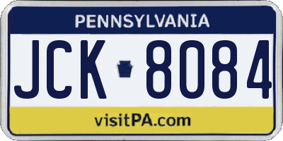 PA license plate JCK8084