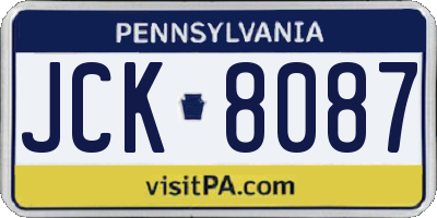 PA license plate JCK8087