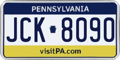 PA license plate JCK8090