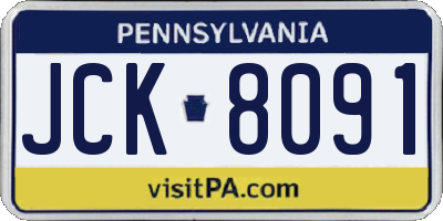 PA license plate JCK8091