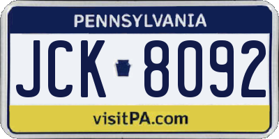 PA license plate JCK8092