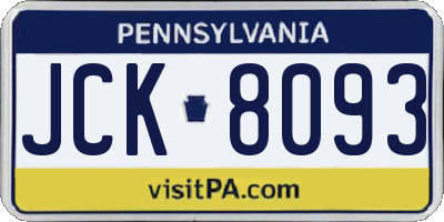 PA license plate JCK8093