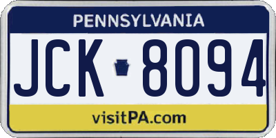 PA license plate JCK8094