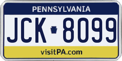 PA license plate JCK8099