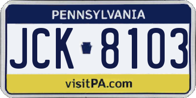 PA license plate JCK8103
