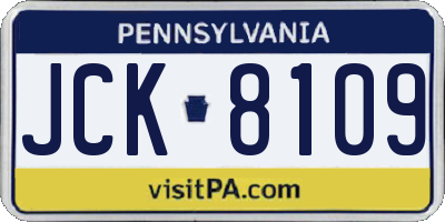 PA license plate JCK8109