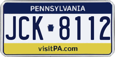 PA license plate JCK8112