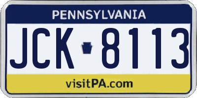 PA license plate JCK8113