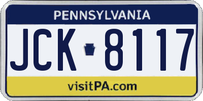 PA license plate JCK8117