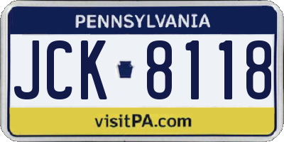 PA license plate JCK8118