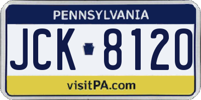 PA license plate JCK8120
