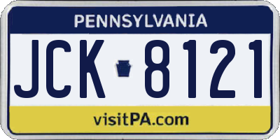 PA license plate JCK8121