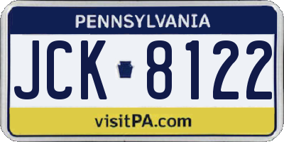 PA license plate JCK8122