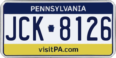 PA license plate JCK8126