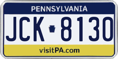 PA license plate JCK8130