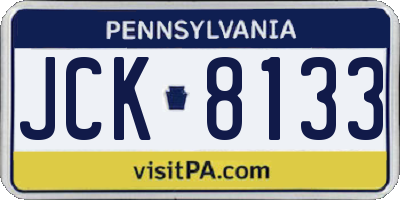 PA license plate JCK8133