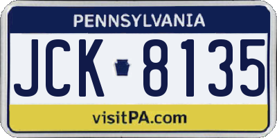 PA license plate JCK8135