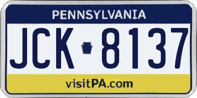 PA license plate JCK8137