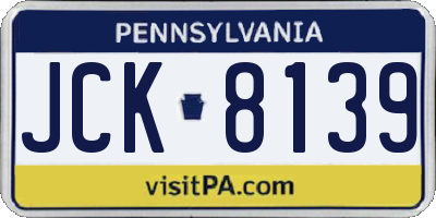 PA license plate JCK8139