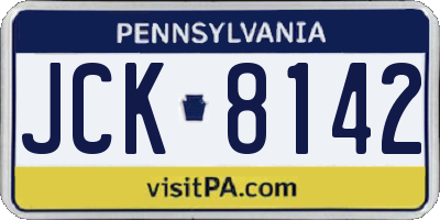 PA license plate JCK8142