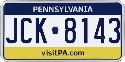 PA license plate JCK8143