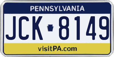 PA license plate JCK8149