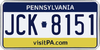 PA license plate JCK8151