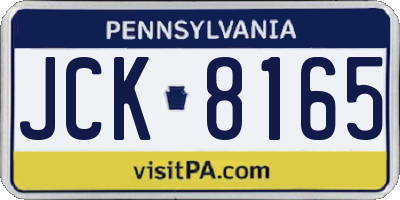 PA license plate JCK8165