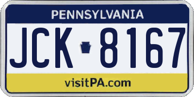 PA license plate JCK8167