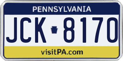 PA license plate JCK8170