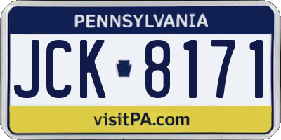 PA license plate JCK8171