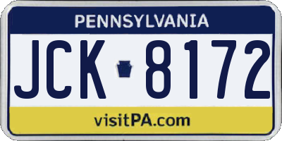 PA license plate JCK8172