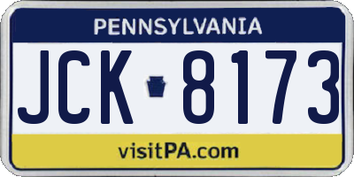 PA license plate JCK8173