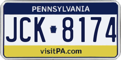 PA license plate JCK8174