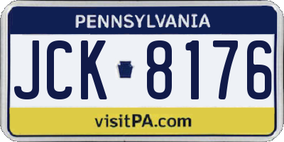 PA license plate JCK8176