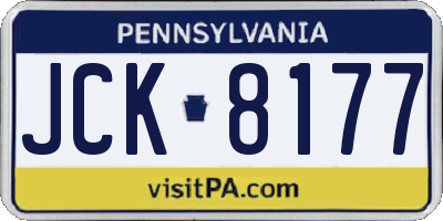 PA license plate JCK8177