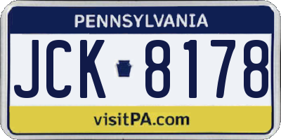 PA license plate JCK8178