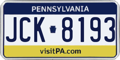 PA license plate JCK8193