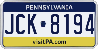 PA license plate JCK8194