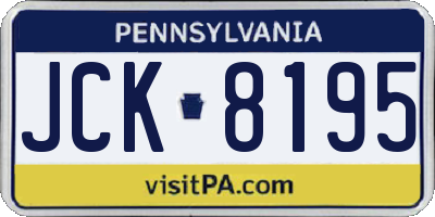 PA license plate JCK8195
