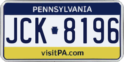 PA license plate JCK8196