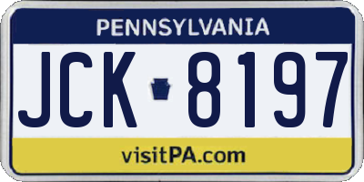 PA license plate JCK8197