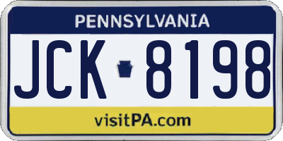 PA license plate JCK8198