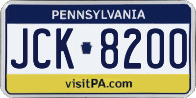 PA license plate JCK8200