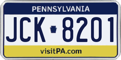 PA license plate JCK8201