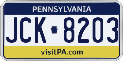 PA license plate JCK8203