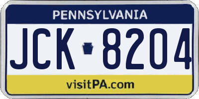 PA license plate JCK8204