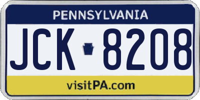 PA license plate JCK8208
