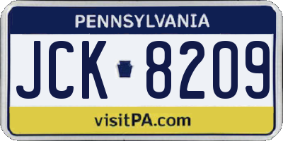 PA license plate JCK8209