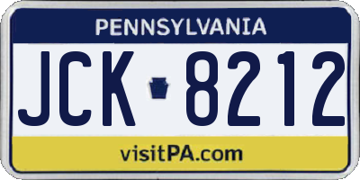 PA license plate JCK8212